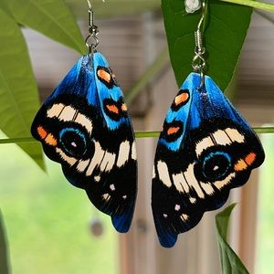 New Butterfly Wing Earrings Blue White 🦋